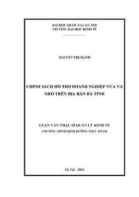 Luận văn thạc sĩ chính sách hỗ trợ doanh nghiệp vừa và nhỏ trên địa bàn hà tĩnh