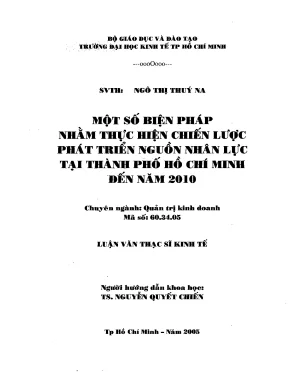 Luận văn thạc sĩ một số biện pháp nhằm thực hiện chiến lược phát triển nguồn nhân lực tại thành phố hồ chí minh đến năm 2010 luận văn thạc sĩ