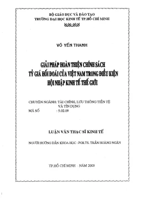 Luận văn thạc sĩ giải pháp hoàn thiện chính sách tỷ giá hối đoái của việt nam trong điều kiện hội nhập kinh tế thế giới luận văn thạc sĩ