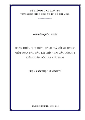 Luận văn thạc sĩ hoàn thiện quy trình đánh giá rủi ro trong kiểm toán báo cáo tài chính tại các công ty kiểm toán độc lập việt nam