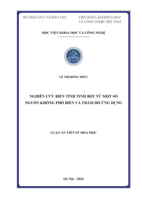 Luận án tiến sĩ nghiên cứu biến tính tinh bột từ một số nguồn không phổ biến và thăm dò ứng dụng
