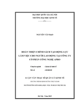 Luận văn thạc sĩ hoàn thiện chính sách tạo động lực làm việc cho người lao động tại công ty cổ phần công nghệ apro