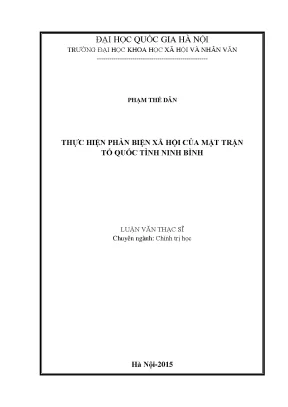 Luận văn thạc sĩ thực hiện phản biện xã hội của mặt trận tổ quốc tỉnh ninh bình