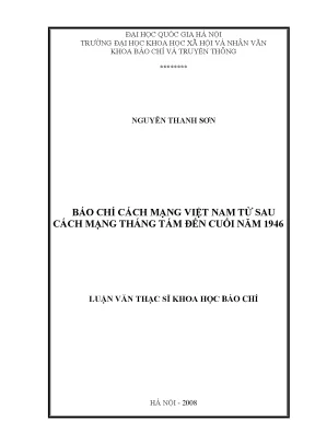 Luận văn thạc sĩ báo chí cách mạng việt nam từ sau cách mạng tháng tám đến cuối năm 1946