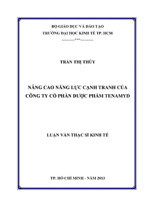 Luận văn thạc sĩ nâng cao năng lực cạnh tranh của công ty cổ phần dược phẩm tenamyd luận văn thạc sĩ