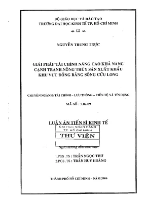 Luận văn thạc sĩ giải pháp tài chính nâng cao khả năng cạnh tranh nông thủy sản xuất khẩu khu vực đồng bằng sông cửu long