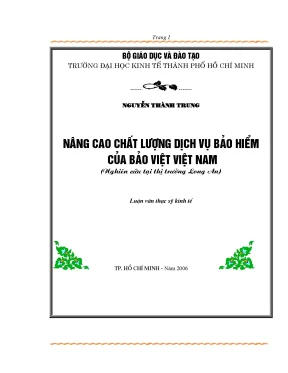 Luận văn thạc sĩ nâng cao chất lượng dịch vụ bảo hiểm của bảo việt việt nam nghiên cứu tại thị trường long an luận văn thạc sĩ