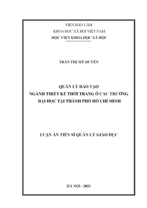Luận án tiến sĩ quản lý đào tạo ngành thiết kế thời trang tại các trường đại học ở thành phố hồ chí minh