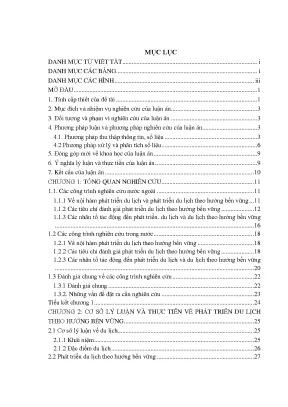 Luận án phát triển du lịch ở các tỉnh phía nam đồng bằng sông hồng theo hướng bền vững