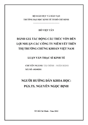 Luận văn thạc sĩ đánh giá tác động cấu trúc vốn đến lợi nhuận các công ty niêm yết trên thị trường chứng khoán việt nam