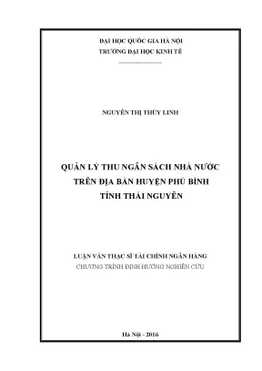 Luận văn thạc sĩ quản lý thu ngân sách nhà nước trên địa bàn huyện phú bình tỉnh thái nguyên