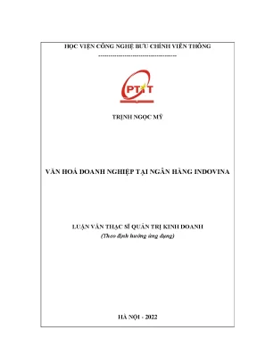 Luận văn thạc sĩ văn hóa doanh nghiệp tại ngân hàng indovina