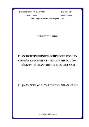 Luận văn thạc sĩ phân tích tình hình tài chính của công ty cổ phần khí cụ điện i vinakip thuộc tổng công ty cổ phần thiết bị điện việt nam