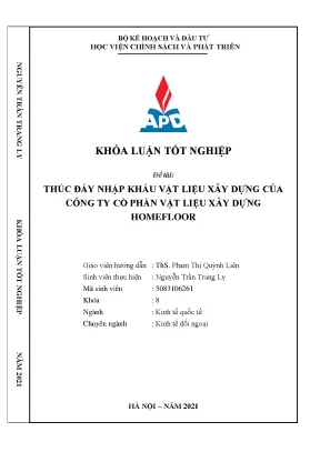 Luận văn tốt nghiệp thúc đẩy nhập khẩu vật liệu xây dựng của công ty cổ phần vật liệu xây dựng homefloor