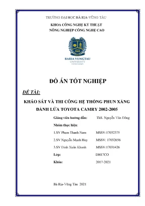 Luận văn tốt nghiệp khảo sát và thi công hệ thống phun xăng đánh lửa toyota camry 2002 2005