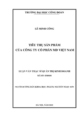Luận văn thạc sĩ tiêu thụ sản phẩm của công ty cổ phần md việt nam