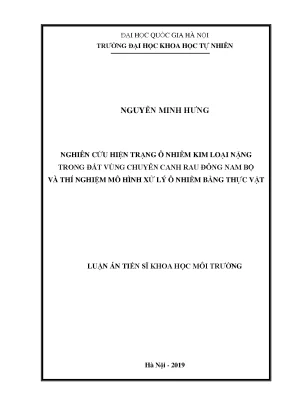 Luận án tiến sĩ nghiên cứu hiện trạng ô nhiễm kim loại nặng trong đất vùng chuyên canh rau đông nam bộ và thí nghiệm mô hình xử lý ô nhiễm bằng thực vật