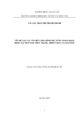 Luận văn thạc sĩ các tổ chức phi chính phủ nước ngoài hoạt động tại việt nam thực trạng triển vọng và giải pháp