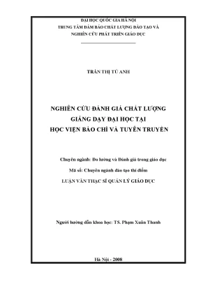 Luận văn thạc sĩ nghiên cứu đánh giá chất lượng giảng dạy đại học tại học viên báo chí và tuyên truyền