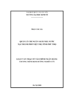 Luận văn thạc sĩ quản lý chi ngân sách nhà nước tại thành phố việt trì tỉnh phú thọ