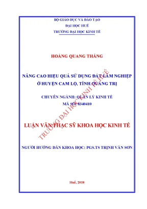 Luận văn thạc sĩ nâng cao hiệu quả sử dụng đất lâm nghiệp ở huyện cam lộ tỉnh quảng trị
