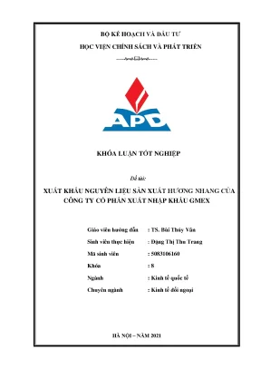 Luận văn tốt nghiệp xuất khẩu nguyên liệu sản xuất hương nhang của công ty cổ phần xuất nhập khẩu gmex