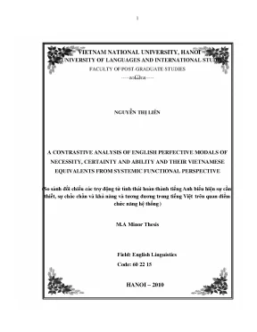 Luận văn thạc sĩ a contrastive analysis of english perspective modals of necessity certainty and ability and their vietnamese equivalents from systemic functional perspective