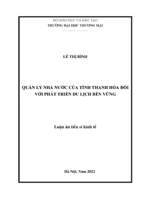 Luận án tiến sĩ quản lý nhà nước của tỉnh thanh hóa đối với phát triển du lịch bền vững