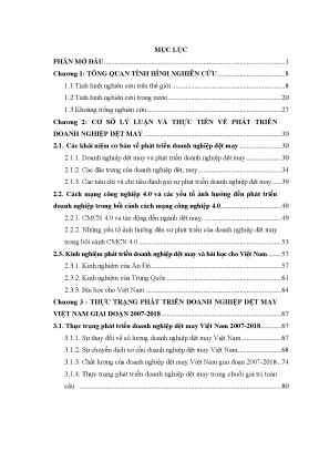 Luận án doanh nghiệp dệt may việt nam trong bối cảnh cách mạng công nghiệp lần thứ tư