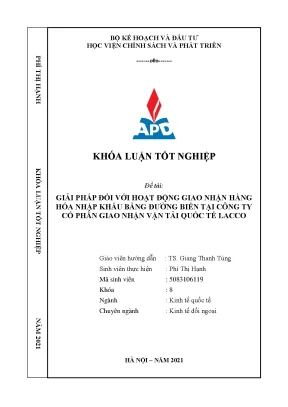 Luận văn tốt nghiệp giải pháp đối với hoạt động giao nhận hàng hóa nhập khẩu bằng đường biển tại công ty cổ phần giao nhận vận tải quốc tế lacco