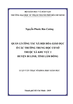 Luận văn thạc sĩ quản lí công tác xã hội hóa giáo dục ở các trường trung học cơ sở thuộc xã khu vực 2 huyện di linh