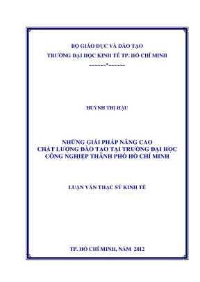 Luận văn thạc sĩ những giải pháp nâng cao chất lượng đào tạo tại trường đại học công nghiệp thành phố hồ chí minh luận văn thạc sĩ