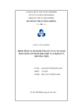 Tiểu luận luận văn đại học phân tích và so sánh ứng xử của các loại rào chắn an toàn khi chịu va chạm của phương tiện