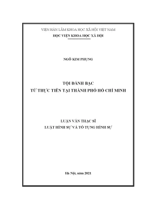 Luận văn thạc sĩ tội đánh bạc từ thực tiễn tại thành phố hồ chí minh