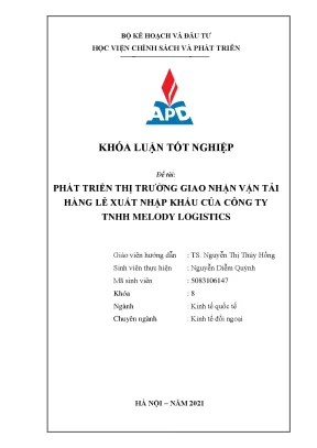 Luận văn tốt nghiệp phát triển thị trường giao nhận vận tải hàng lẻ nhập khẩu của công ty tnhh elody logistics