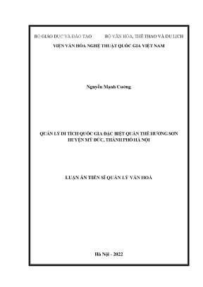 Luận án tiến sĩ quản lý di tích quốc gia đặc biệt quần thể hương sơn huyện mỹ đức thành phố hà nội