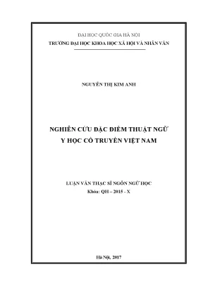 Luận văn thạc sĩ nghiên cứu đặc điểm thuật ngữ y học cổ truyền việt nam