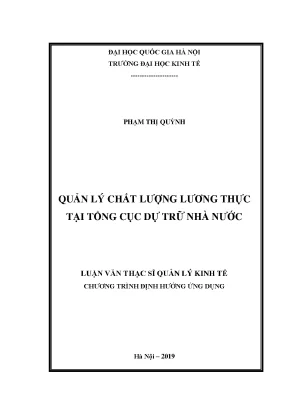 Luận văn thạc sĩ quản lý chất lượng lương thực tại tổng cục dự trữ nhà nước