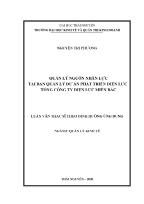 Luận văn thạc sĩ quản lý kinh tế quản lý nguồn nhân lực tại ban quản lý dự án phát triển điện lực tổng công ty điện lực miền bắc