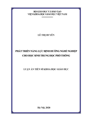 Luận án tiến sĩ phát triển năng lực định hướng nghề nghiệp cho học sinh trung học phổ thông