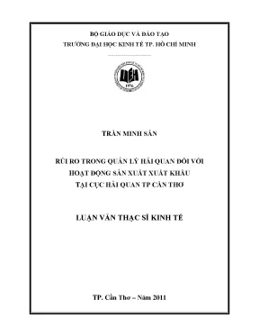 Luận văn thạc sĩ rủi ro trong quản lý hải quan đối với hoạt động sản xuất xuất khẩu tại cục hải quan thành phố cần thơ luận văn thạc sĩ