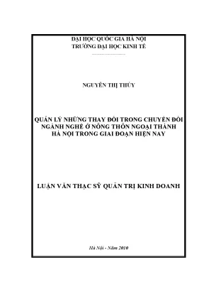 Luận văn thạc sĩ quản lý những thay đổi trong chuyển đổi ngành nghề ở nông thôn ngoại thành hà nội trong giai đoạn hiện nay