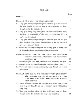 Luận án phát huy vai trò của nhân tố chủ quan trong xây dựng đội ngũ cán bộ chủ chốt cấp xã ở đồng bằng sông hồng hiện nay