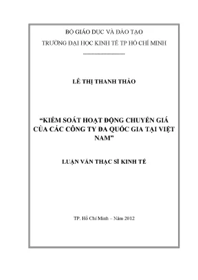 Luận văn thạc sĩ kiểm soát hoạt động chuyển giá của các công ty đa quốc gia tại việt nam