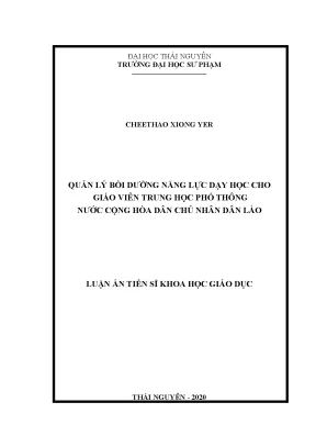 Luận án tiến sĩ quản lý bồi dưỡng năng lực dạy học cho giáo viên trung học phổ thông nước cộng hòa dân chủ nhân dân lào