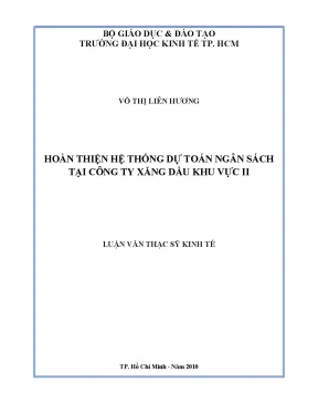 Luận văn thạc sĩ hoàn thiện hệ thống dự toán ngân sách tại công ty xăng dầu khu vực ii