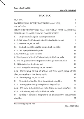Luận văn tốt nghiệp kế toán chi phí sản xuất và tính giá thành sản phẩm tại công ty cổ phần kỹ thuật và thương mại doha việt nam