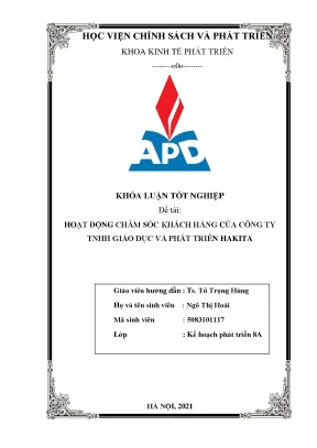Luận văn tốt nghiệp hoạt động chăm sóc khách hàng của công ty tnhh giáo dục và phát triển hakita