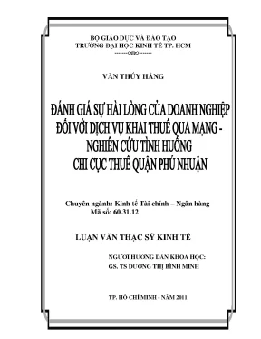 Luận văn thạc sĩ đánh giá sự hài lòng của doanh nghiệp đối với dịch vụ khai thuế qua mạng nghiên cứu tình huống chi cục thuế quận phú nhuận