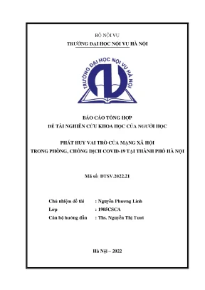 Luận văn tốt nghiệp phát huy vai trò của mạng xã hội trong phòng chống dịch covid 19 tại thành phố hà nội